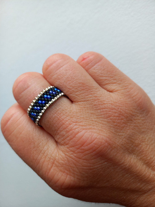 Prsten - Black Blue Silver