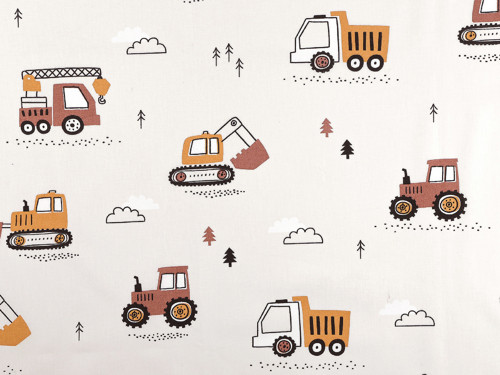 Bavlněná látka traktor, bagr, auto (10cm)