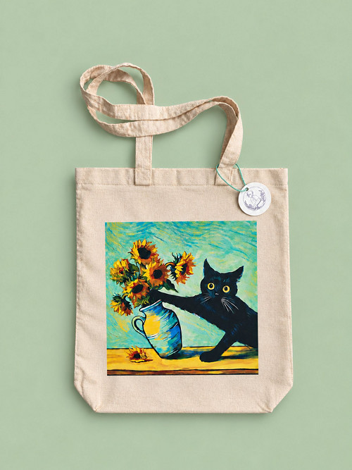Plátěná taška Van Goghs cat béžová