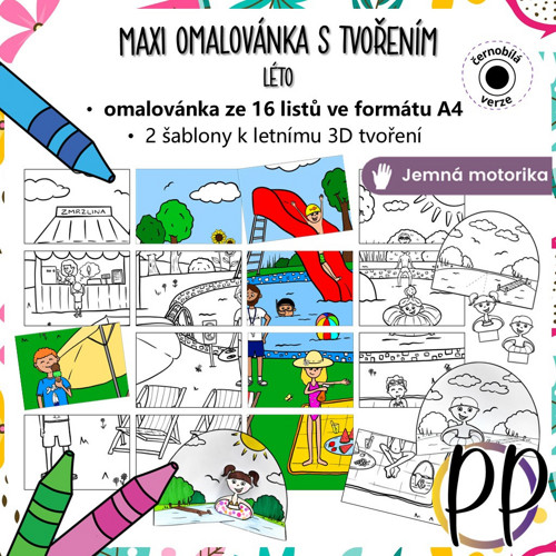Léto - maxi omalovánka s tvořením (PDF)