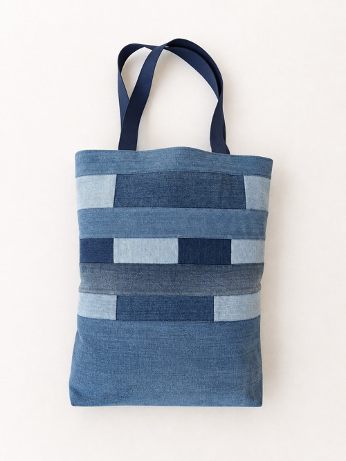 Džínová nákupní taška patchwork