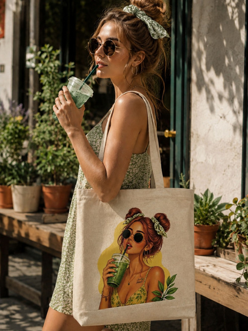 Plátěná taška matcha/ Matcha canvas tote bag