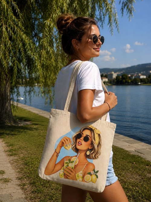 Plátěná taška citrón/ citronová/ citrus tote bag