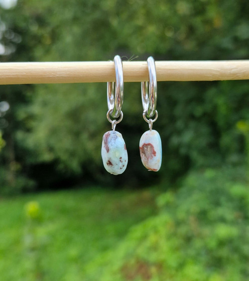 Ocelové náušnice*larimar*elipsy*2v1