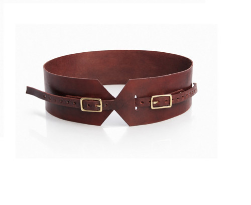 Široký kožený opasek Corset Brown
