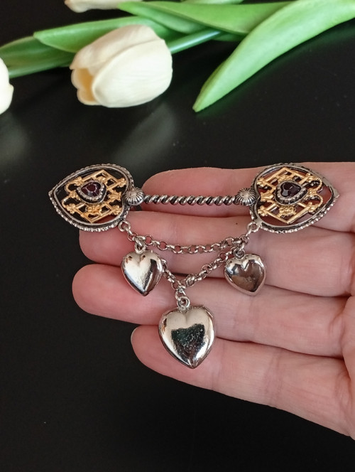 Nádherná vintage brož, trachtenschmuck, srdíčka