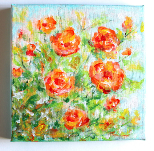 Oranžová nádhera - obraz - plátno 20x20cm - akryl