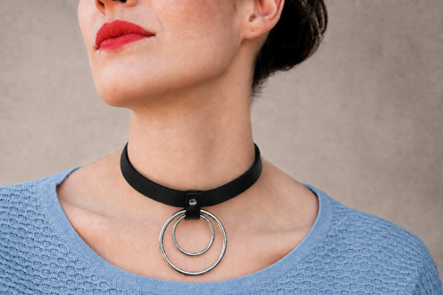 Kožený choker Double Ring