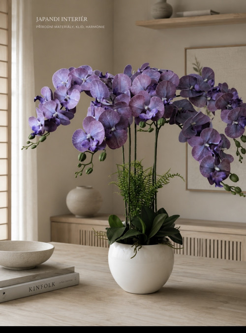 Velká umělá orchidej do obýváku. 70 cm.