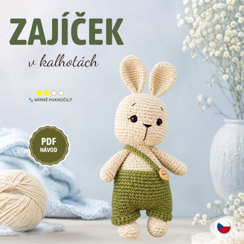 Návod PDF: Háčkovaný zajíček v kalhotách