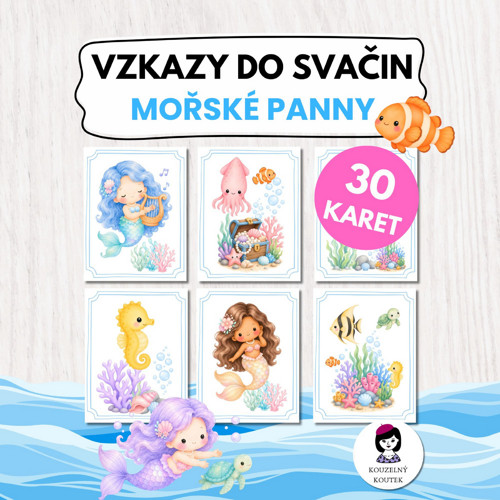 Obrázkové vzkazy do svačin - mořské panny, moře