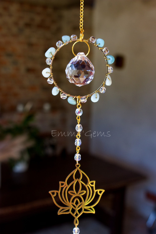 Suncatcher/Lapač Slunce Lotus Amazonit