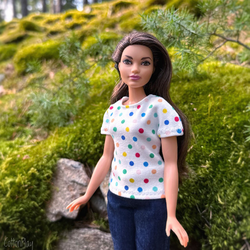 Tričko pro baculku Barbie (curvy)- puntíčky