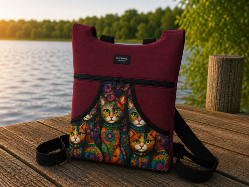 Batoh pro dospělé OLIVIA - kočky a ornamenty