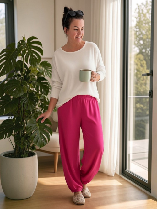Dámské kalhoty harémky pink S/M,M/L