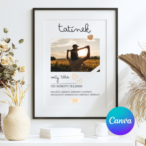 Dárek pro tatínka s FOTKOU - Canva šablona