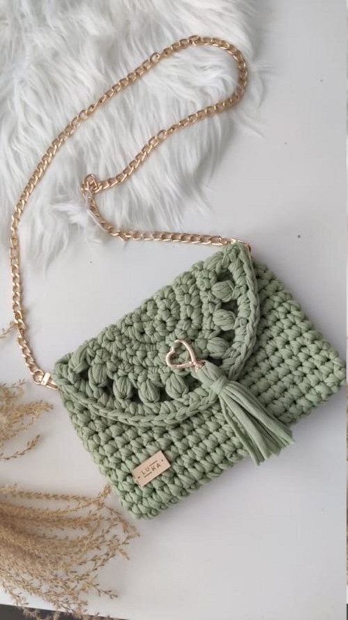 Háčkovaná crossbody kabelka olivová