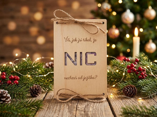 Dřevěná vánoční obálka na peníze - nic