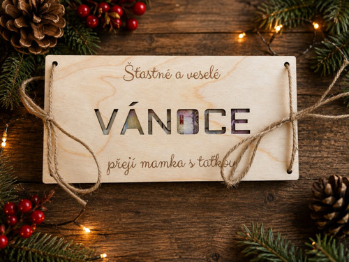 Dřevěná vánoční obálka na peníze - vánoce