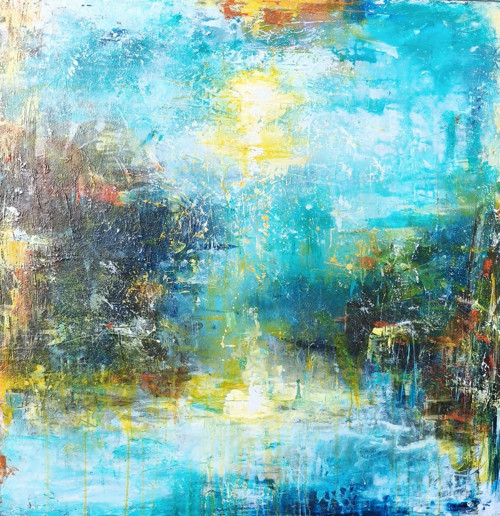 Tyrkysové mihotání 100x100cm