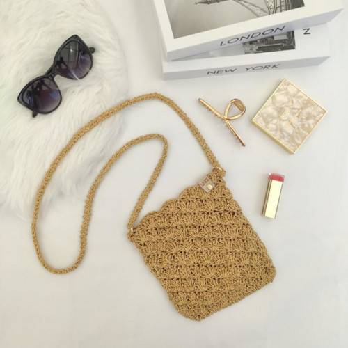 Háčkovaná mini kabelka zlatá crossbody
