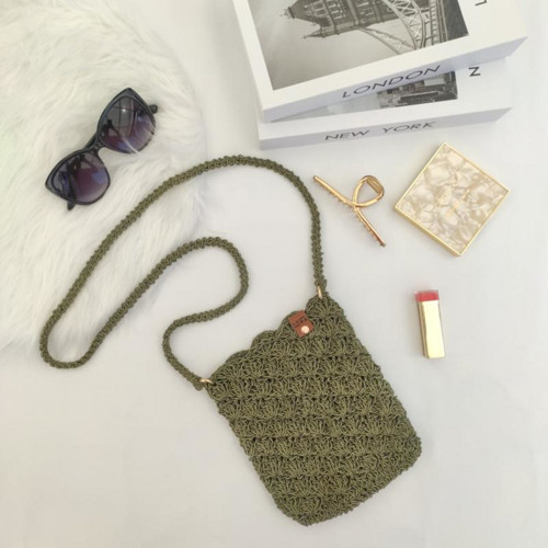 Háčkovaná mini kabelka zelená / khaki crossbody