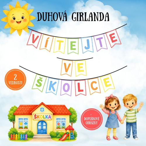Duhová girlanda - Vítejte ve školce (PDF k tisku)