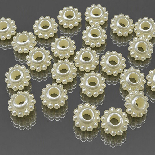 Akrylové voskované korálky ecru, 8x5mm (30ks)