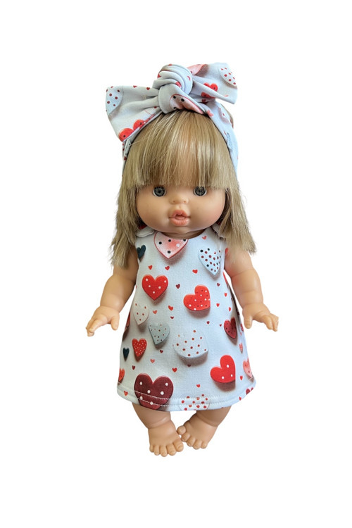 Šaty pro MINIKANE 34 cm - srdiečka