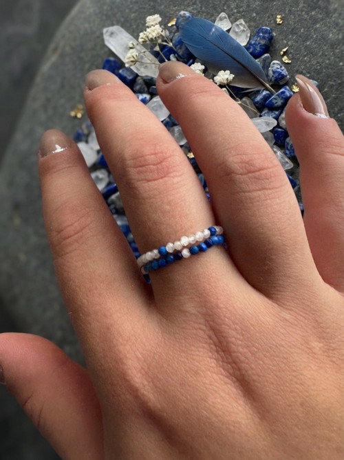 Dvojitý prstýnek Lapis Lazuli & Měsíční kámen