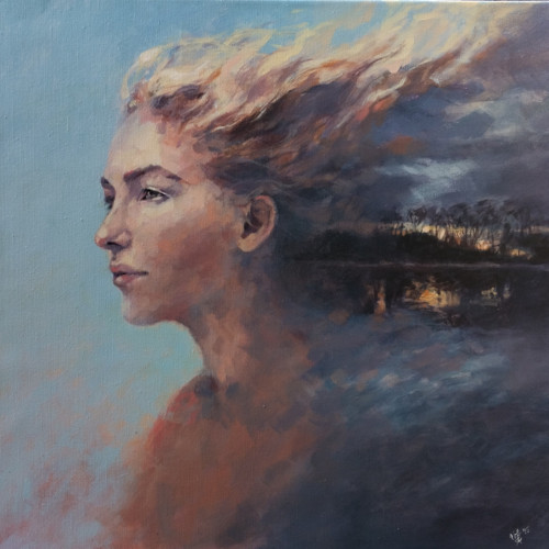 Vítr - akryl na plátně 80x80cm, originál
