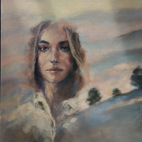 Mlhavé rano- akryl na plátně 80x80cm, originál