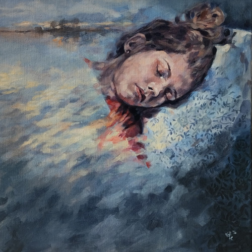 Na vlnách snění- akryl na plátně 80x80cm, originál