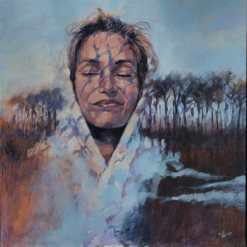 Stínohra - akryl na plátně 80x80cm, originál