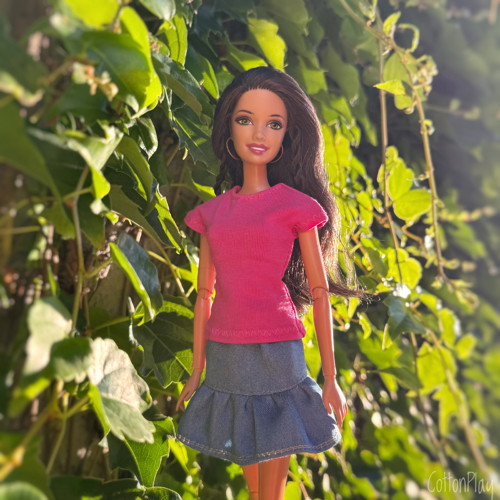 Suknička pro Barbie - džínová s volánkem