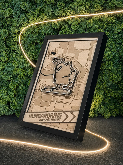 HUNGARORING | Dřevěná nástěnná 3D mapa | Dárek F1