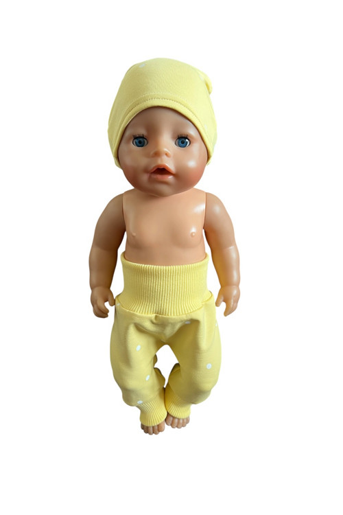 Tepláky s čiapkou pre BABY BORN - 43 cm, puntíky