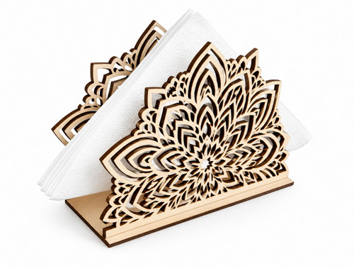 Dřevěný stojánek na ubrousky Mandala