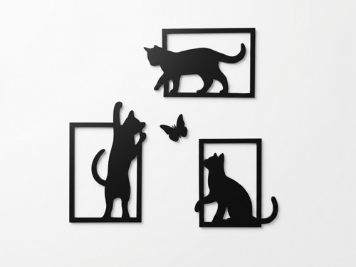 Minimalistická 3D dekorace na zeď – Kočičky — foto 1
