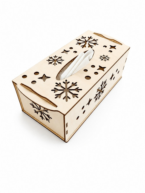 Vánoční dřevěný box na kapesníky Vločky