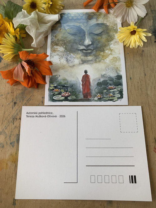 Buddha - autorská pohlednice