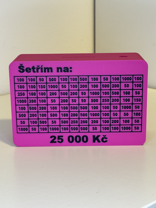 Odškrtávací kasička/pokladnička 25.000,-