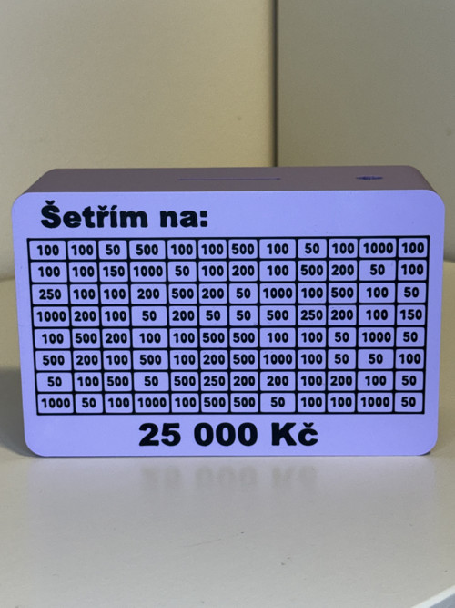 Odškrtávací kasička/pokladnička 25.000,-