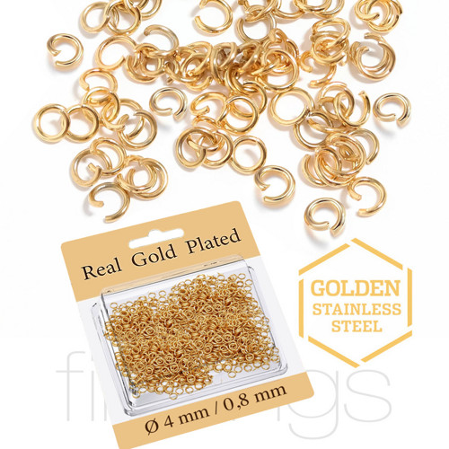 600 ks > Kroužky zlatá ocel / 4mm (0,8mm)