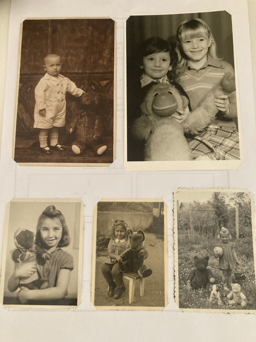 5x staré foto - děti s hračkami - medvědi, opice