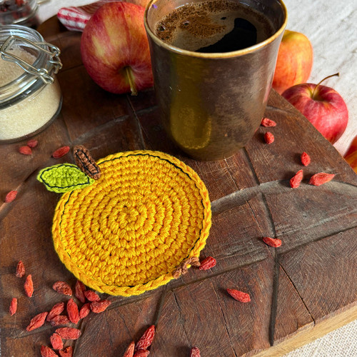 Háčkované podtácky žlutá jablka – Set 4 ks