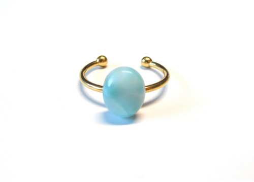 Larimar, prsten chirurgická ocel — foto 1