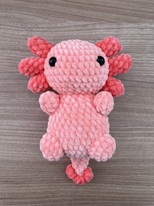 Háčkovaný Axolotl - růžový (20 cm)