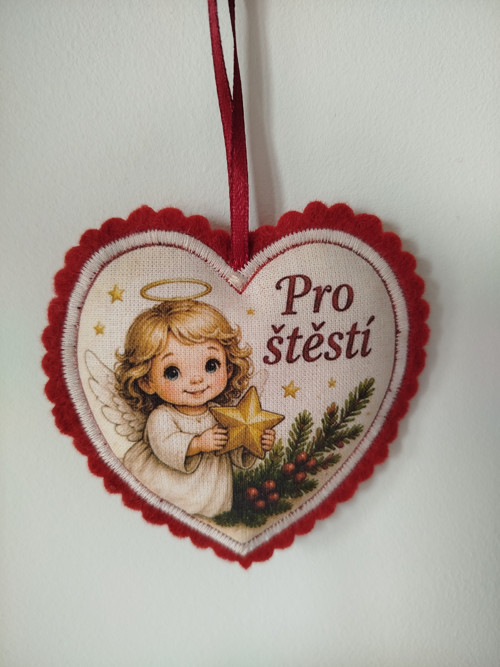 Látkové srdíčko Pro štěstí