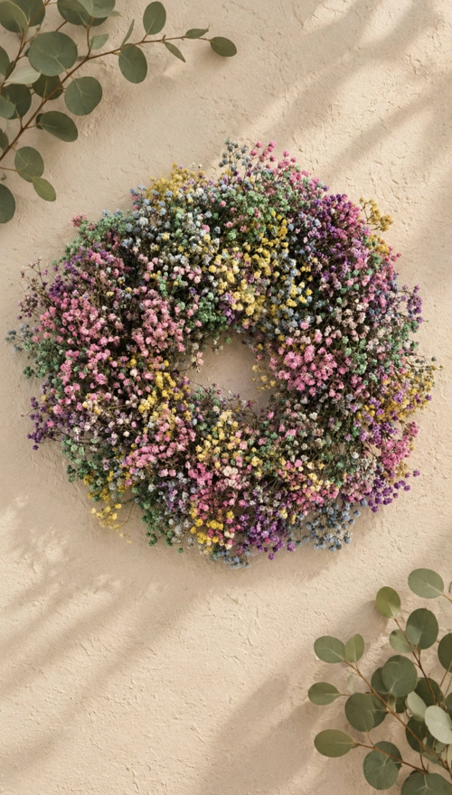 Pestrý věneček z gypsophily 33 cm